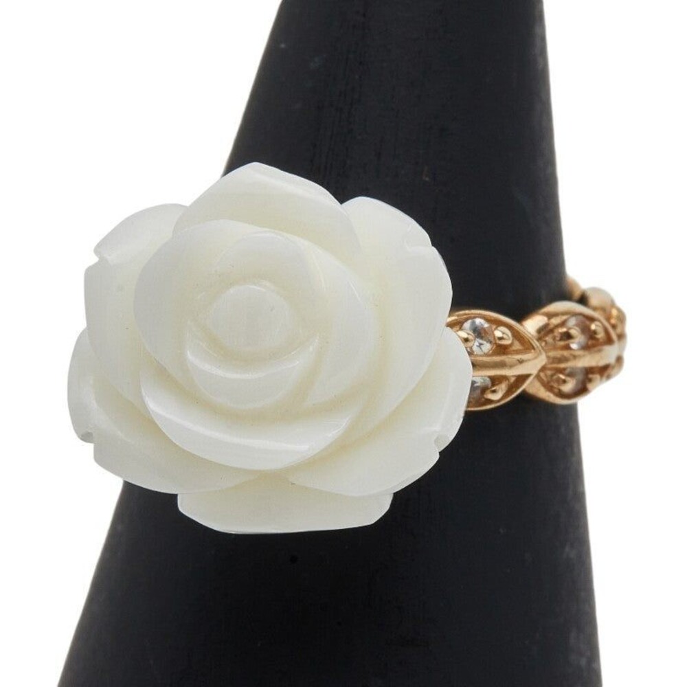Unbranded Rose Motif Colored Stone 10K Yellow Gold Ring